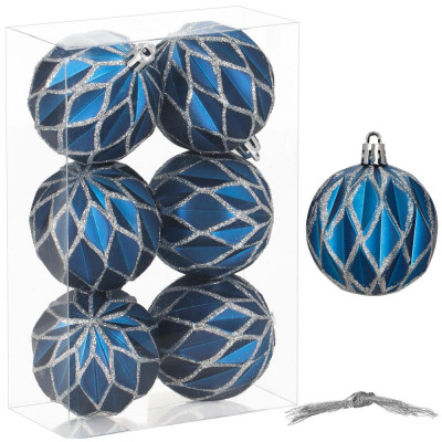 Vánoční baňky modré - 6cm sada 6ks, vánoční ozdoby