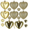 Srdíčka zlatá sada 16ks, vánoční ozdoby