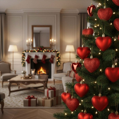 Srdíčka červená sada 16ks, vánoční ozdoby