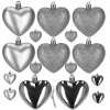 Srdíčka stříbrná sada 16ks, vánoční ozdoby
