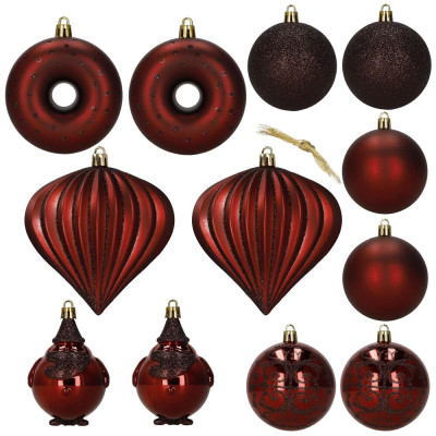 Vánoční baňky červené mix - sada 12ks, vánoční ozdoby