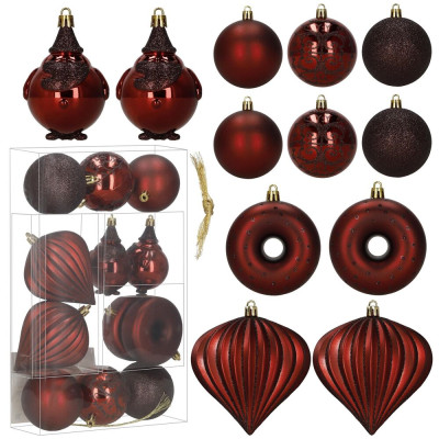 Vánoční baňky červené mix - sada 12ks, vánoční ozdoby