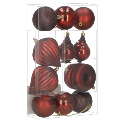 Vánoční baňky červené mix - sada 12ks, vánoční ozdoby