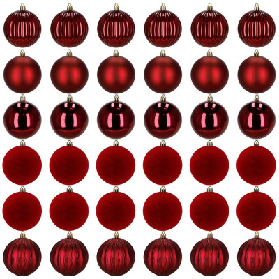 Vánoční baňky červené mix - 8cm sada 36ks, vánoční ozdoby