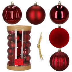 Vánoční baňky červené mix - 8cm sada 36ks, vánoční ozdoby