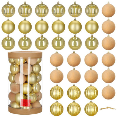 Vánoční baňky zlaté mix - 8cm sada 36ks, vánoční ozdoby