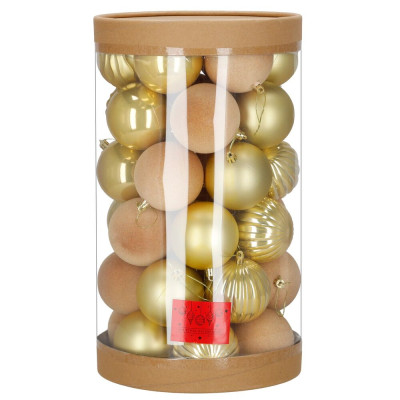 Vánoční baňky zlaté mix - 8cm sada 36ks, vánoční ozdoby