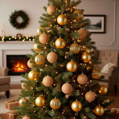 Vánoční baňky zlaté mix - 8cm sada 36ks, vánoční ozdoby