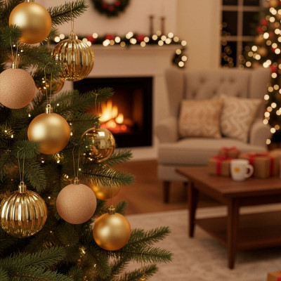 Vánoční baňky zlaté mix - 8cm sada 36ks, vánoční ozdoby