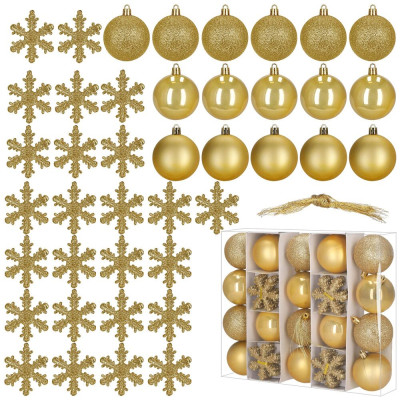 Vánoční baňky zlaté mix - 7cm sada 24ks, vánoční ozdoby