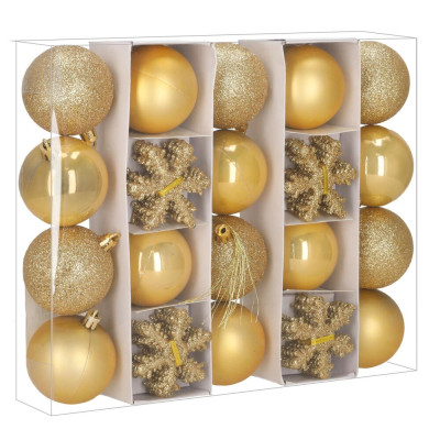 Vánoční baňky zlaté mix - 7cm sada 24ks, vánoční ozdoby