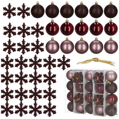 Vánoční baňky fialové mix - 7cm sada 24ks, vánoční ozdoby