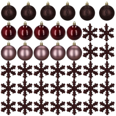 Vánoční baňky fialové mix - 7cm sada 24ks, vánoční ozdoby