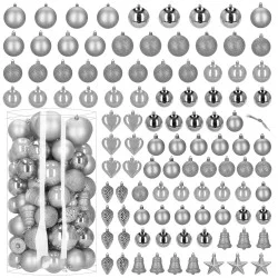 Maxi 100-dílná sada vánočních baněk stříbrná, vánoční ozdoby