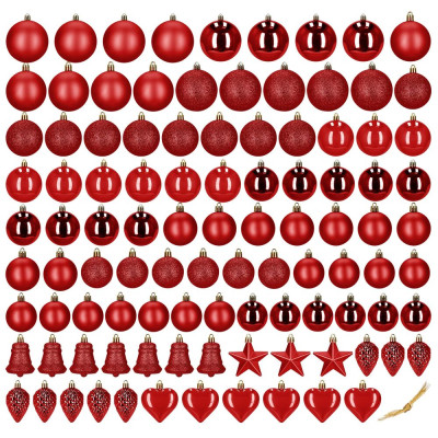 Maxi 100-dílná sada vánočních baněk červená, vánoční ozdoby