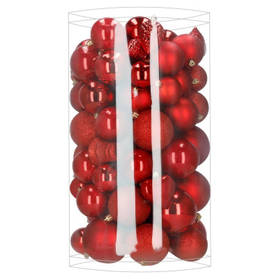 Maxi 100-dílná sada vánočních baněk červená, vánoční ozdoby
