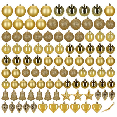 Maxi 100-dílná sada vánočních baněk zlatá, vánoční ozdoby