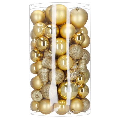 Maxi 100-dílná sada vánočních baněk zlatá, vánoční ozdoby