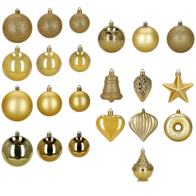 Maxi 100-dílná sada vánočních baněk zlatá, vánoční ozdoby