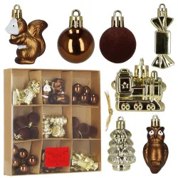 Vánoční baňky hnědo-zlaté mix - sada 41ks, vánoční ozdoby