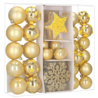 Vánoční baňky zlaté mix - 5/6/7 cm sada 40ks, vánoční ozdoby