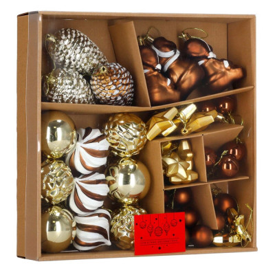 Vánoční baňky zlato-hnědé mix - 48ks, vánoční ozdoby