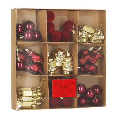 Vánoční baňky červeno-zlaté mix - sada 41ks, vánoční ozdoby