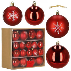 Vánoční baňky červené mix - 8cm sada 36ks, vánoční ozdoby