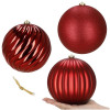 Vánoční baňky červené mix - 20cm sada 3ks, vánoční ozdoby