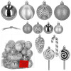 Vánoční baňky stříbrné mix - sada 40ks, vánoční ozdoby
