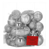 Vánoční baňky stříbrné mix - sada 40ks, vánoční ozdoby