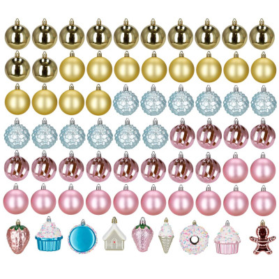 Vánoční baňky barevné mix - sada 70ks, vánoční ozdoby