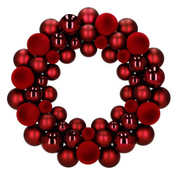 Adventní věnec z baněk 34 cm červený