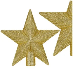 Hvězda na stromeček 21 cm třpytivá zlatá, vánoční ozdoba