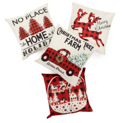 Vánoční povlaky na polštářky 40x40 cm, sada 4ks, bílo-červené