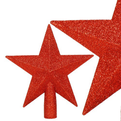 Hvězda na stromeček 19 cm třpytivá červená, vánoční ozdoba