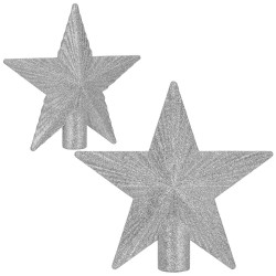 Hvězda na stromeček 21 cm třpytivá stříbrná, vánoční ozdoba