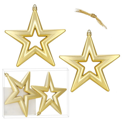 Vánoční hvězdy zlaté - sada 2ks, vánoční ozdoby