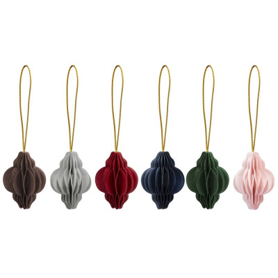 Vánoční papírové ozdoby 4cm barevné sada 6ks