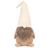 Skřítek GNOM s béžovo-bílou čepicí 51cm, vánoční dekorace