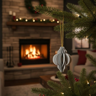 Vánoční papírové ozdoby 4cm šedé sada 6ks