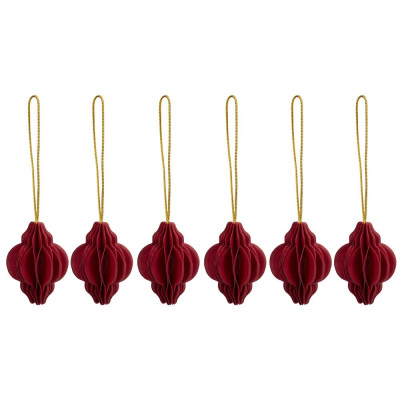 Vánoční papírové ozdoby 4cm tmavě červené sada 6ks
