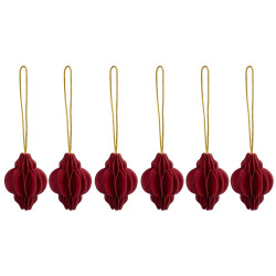 Vánoční papírové ozdoby 4cm tmavě červené sada 6ks