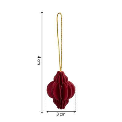 Vánoční papírové ozdoby 4cm tmavě červené sada 6ks