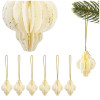 Vánoční papírové ozdoby 4cm bílé + zlaté třpytky sada 6ks