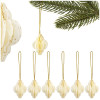 Vánoční papírové ozdoby 4cm bílé + zlaté třpytky sada 6ks