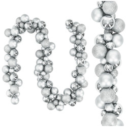 Vánoční řetěz Girlanda z baněk 160 cm stříbrná