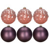 Vánoční baňky fialové - růžové - 15cm sada 6ks, vánoční ozdoby