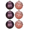 Vánoční baňky fialové - růžové - 15cm sada 6ks, vánoční ozdoby