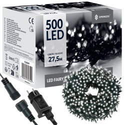 LED světelný řetěz - 27,5m 500LED 8-funkcí IP44 studená bílá